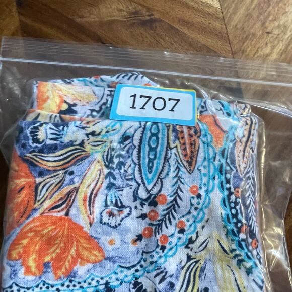 Chicos Pants Paradise Floral‎ 100% Linen Ankle Pullon Pockets Sz 1 US M Tropical - Picture 8 of 8